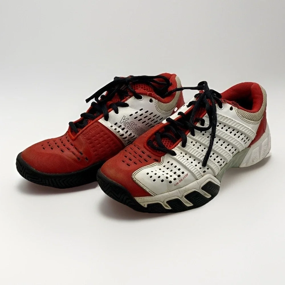 K-Swiss Men's Varsity Low Tennis Shoes - Red, White, Black Size 5‎ *